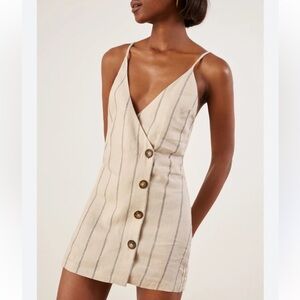 Karlie Linen Stiped Mini Dress